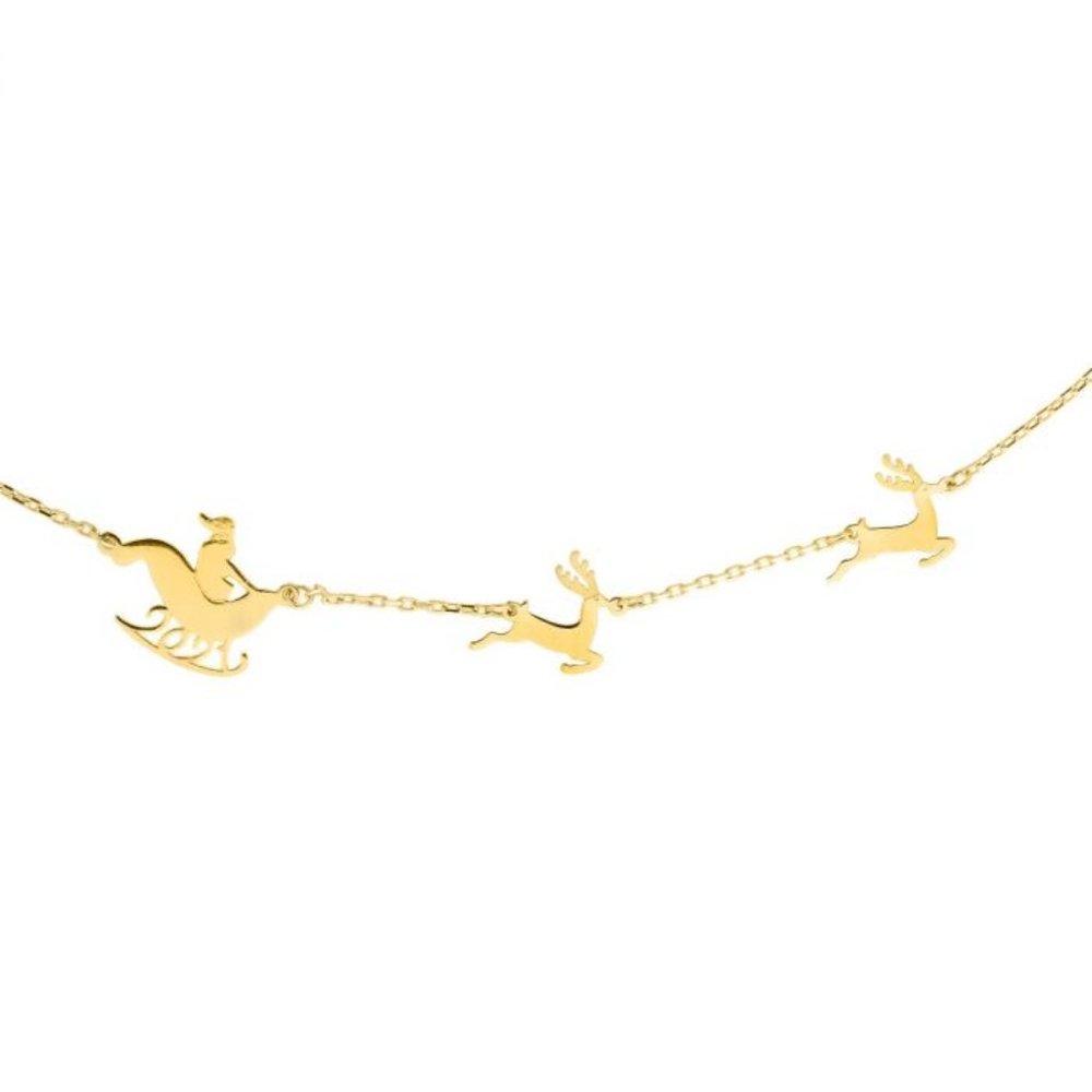 14K Gold Santa's Sleigh Necklace